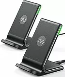 INIU Caricatore Wireless, [2 Pezzi] 15W Qi Certificato Ricarica Rapida Supporto di Ricarica Wireless con Luce adattiv per iPhone 13 12 Pro XR X Samsung Galaxy S21 S20 Airpods Xiaomi Huawei ecc.