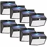 Luce Solare LED Esterno【8 Pezzi 138 LED】Faretti Solari a Led da Esterno 3 Modalità Lampada Solare da Esterno con Sensore di Movimento IP65 Impermeabile per Giardino, Parete, Risparmio Energetico