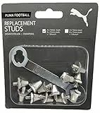 Puma - Tacchetti di ricambio per scarpe da calcio, 8 x 13 mm / 4 x 15 mm, con chiave, Uomo, Argento metallizzato