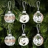 SALCAR Set di 6 palline di Natale in plastica, palline di Natale in plastica da 8cm, palline di Natale da riempire, decorazioni per albero di Natale per la decorazione dell'albero di Natale, bianco