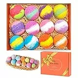 TTRWIN Bombe da bagno, 12 pezzi di bombe da bagno naturali e biologiche, ricche di oli essenziali, burro di karitè, olio di cocco, idratanti frizzanti per la pelle secca