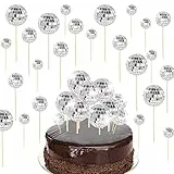20 Pezzi Toppers per Torta con Palla da Discoteca,Decorazioni per Torte con Palla da Discoteca Degli anni '70 Toppers per Cupcake per Feste a Tema Discoteca anni '70 Decorazione di Dolci per Torte