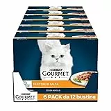 Purina Gourmet Perle Umido Gatto Filettini in Salsa con Tacchino, Tonno, Anatra, Agnello - 72Buste da 85 g Ciascuna (6 Confezioni da 12 x 85 g)