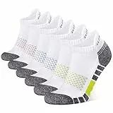 Closemate 6 Paia Calzini Sportivi Uomo Donna Corsa Calze Terry Ammortizzata Cotone Traspirante Fantasmini Sportivi Basso Taglio Corta Calze (38-43, 2BiancoRosso+2BiancoBlu+2BiancoFluorescenteVerde)