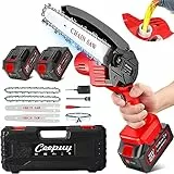 CEEPUY Mini Motosega a Batteria per Potatura con 8000mAh Batterie, 6 Pollici Sega a Batteria con Pompetta Olio, Motosega Elettrica a Batteria Portatile per il Taglio del Legno Giardini