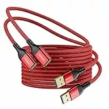 XGMATT Cavo di prolunga USB (3 m 2 pezzi), tipo A maschio a femmina, cavo di prolunga USB 3.0, ad alta trasmissione dati, compatibile con webcam, unità flash, disco rigido, stampante, rosso