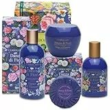 L' Erbolario - DANZA DI FIORI - Confezione regalo in scatola originale (bagnoschiuma, crema corpo, profumo, sapone) + in OMAGGIO Saponetta vegetale Florinda da 50 gr