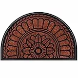 Mibao Tappetino per porta a metà tondo, tappeto per ingresso di benvenuto antiscivolo, durevole a basso profilo, facile da pulire, zerbino per esterni resistente all'aperto, 45 x 75 cm, Marrone