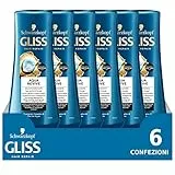Schwarzkopf, Gliss Aqua Revive, Balsamo Idratante per Capelli Normali e Secchi, Balsamo Capelli con Complesso Ialuronico e Alga Marina, Idrata e Rende i Capelli Brillanti e Visibilmente Sani, 6x200ml