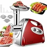 Nestling® Tritacarne Elettrico 3-IN-1 Tritacarne con 3 piastre di macinazione in acciaio inossidabile,attacco per salsiccia e kubbe,Tritacarne per carne 2800W per macinazione rapida