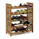 Relaxdays - Cantinetta per Vino in Legno di Noce Oliato 5 Scaffali, Spazio per 25 Bottiglie, 73 X 63 X 25 cm, marrone