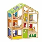Hape All Season House (Furnished), Award-Winning 3-Storey Dolls House Toy with Furniture, Accessories, Movable Stairs and Reversible Season Theme