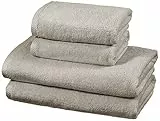 Amazon Basics - Set di asciugamani ad asciugatura rapida, 2 pezzi, 2 teli bagno + 2 asciugamani - Platino