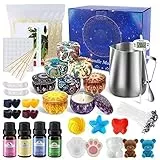 JOYBOY Kit per Fabbricazione Candele DIY,Naturale Cera di soia,80 Stoppini,8 Barattoli,Stampo in Silicone ect