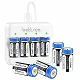 Battsea Batteria 900 mAh 123 A / 123 batterie ricaricabili Confezione da 8 batterie con caricatore rapido, compatibile con fotocamere Arlo VMC3030 VMK3200 VMS330 3230C Torcia Allarme Sistema Sensor
