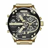 Diesel Orologio Mr. Daddy 2.0 da uomo, movimento multifunzione, cassa in acciaio inossidabile dorata da 57 mm con bracciale in acciaio inossidabile, DZ7333