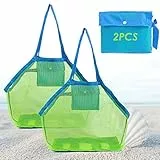 Borsa a Rete per Giochi Spiaggia, 2 Pezzi Borsa a Rete Anti-Sabbia, Grande Borsa a Rete per Giocattoli di Sabbia, Borsa a Rete da Spiaggia per Bambini, Borsa Giochi Spiaggia, Giocattoli Sacca Rete