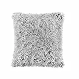 Douceur d'Intérieur, Federa per cuscino, 40 x 40 cm, colore: Grigio, finta pelliccia, Marilou