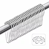 RUCUDIM 24 ganci per tenda da doccia, in acciaio inox, antiruggine, in metallo, con sistema di guida a sfera per asta per tenda da doccia, asta telescopica