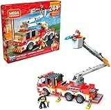 Mega Construx-Wonder Builders Builders Camion dei pompieri per assemblare, gioco di edifici, 244 mattoni e 2 figurine, Bambino a 5 anni, GLK54