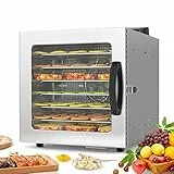 Lecon Essiccatore in acciaio inox, disidratatore alimentare 30 – 90 °C, 24 ore, timer per alimenti, carne, frutta, verdura, essiccatore per frutta e verdura con grembiule, serbatoio sigillato (8