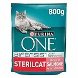 Purina One Bifensis Crocchette Gatto Sterilizzato con Salmone e Frumento, 8 Confezioni da 800 g