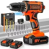 FAHEFANA Trapano Avvitatore Batteria 20V, Avvitatore a Batteria 42Nm con 2x2.0Ah Batteria, 18+1 regolazioni di coppia, 2 Velocità, Mandrino da 10 mm, LED Luce, Per Casa Progetto, Fai da te, Metallo