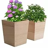 GIZTAT 2pcs Fioriere Quadrate In Legno per Interni All'aperto Vaso di Fiori Prato Porch Decor Ornamento Floreale per Giardino Patio Balcone Cortile Soggiorno