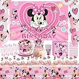Stoviglie Compleanno Set,10 Ospiti,113 Pcs Decorazione Feste Compleanno Bambini,Sfondo Palloncini Compleanno,Piatti Rosa Compleanno,Tovaglia,Cake Topper,Tazze,Tovaglioli,per Feste di Compleanno