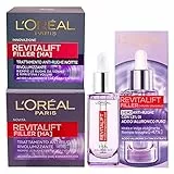 L'Oréal Paris Kit Revitalift Filler 1x Siero Antirughe Volumizzante Idratante 1x Trattamento Giorno e 1x Trattamento Notte Viso Rivolumizzante con Acido Ialuronico - 3 Prodotti