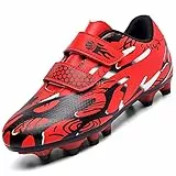 Unitysow Scarpe da Calcio Ragazzi FG/AG Professionale All'aperto Sportivo Scarpe da Allenamento Bambini Teenager Scarpe Calcetto Spike Tacchetti 28-38 EU,Rosso,37 EU