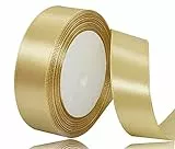 Nastro di raso dorato, 25 mm, 22 m, decorazione per regali, nastro largo in tessuto per matrimonio, battesimo e compleanno