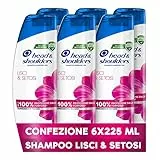Head & Shoulders Shampoo Antiforfora Lisci & Setosi, per Capelli Secchi, Fino Protezione dalla Forfora per Cute e Capelli, Microbioma Bilanciato, Dermatologicamente Testato, 225ml x6