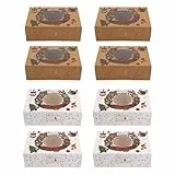Cabilock 12 Pezzi Scatole per Biscotti Natalizi Scatole per Torte Vacanze Natalizie Scatole per Dolci da Forno con Finestre Scatole per Caramelle per Regali