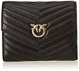 Pinko Compact Wallet M Sheep Nappa C, Accessori da Viaggio-Portafogli Donna, Z99Q_Nero-Antique Gold, U