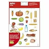 APLI Kids 19228 - Sacchetto di gomiti a tema di alimentazione adesiva rimovibile - 12 fogli di adesivi per alimenti sani