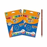 Bic Kids Matite Colorate, Evolution Ecolutions, Ottime Per La Scuola, Matite Triangolari Per Bambini, Colori Assortiti, 18 Unità, Confezione Da 2