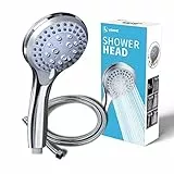 VEHHE soffione doccia con 1.5m Tubo, 5 Modi Funzione soffione doccia alta pressione, Risparmio Idrico, Soffione Per Doccia Universale Dimensione Collegare, doccia soffione con tubo doccia