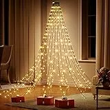 Luci dell'albero di Natale con anello, catena luminosa dell'albero di Natale 16 fili 480 LED, tenda dell'albero luce di Natale albero LED mantello per la decorazione di Natale all'interno all'aperto…