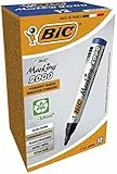BIC Intensity, Marking 2000, Pennarelli Indelebili Blu ECOlutions, con il 51% di Materiali Riciclati, Punta Tonda Resistente, Cancelleria Casa e Ufficio, 12 Unità