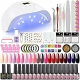 PEACECOLOR Kit Semipermanente Unghie 20 Colori Smalti in Soak off Gel 36W LED U V Unghia Fornetto per Unghie,Base Coat Top Coat Gel Polish con gli Strumenti e Decorazioni per Manicure Pedicure