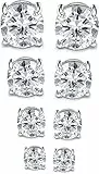 Diamday 4Parole Acciaio Inossidabile Magnetici Orecchini per Uomo Donna Non Piercing Clip Orecchini CZ Intarsiato Magnetici Orecchini Ipoallergenici Tondi Finti Orecchini a Bottone 4-7mm
