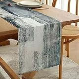 Runner da Tavola Blu Navy e Grigio Decorazioni da Tavola Tovaglia Retrò per Banquet, Feste di Festa, Ottimo Regalo, Cene di Eventi, Tavolo TV Addio al Nubilato Cena a Casa 33 cm x 183 cm