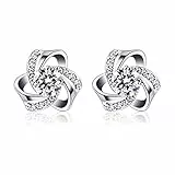 B. Catcher Donna Orecchini in argento 925 orecchini fiore a 3 fogli San Valentino zirconi cubici regalo perfetto
