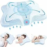 DIKI Cuscino ortopedico in memory foam, cuscino cervicale, cuscino ergonomico, per mal di collo, per schiena e fianchi, 60 x 40 x 8/11 cm