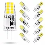 ONSTUY Lampadine LED G4,6000K Bianco Freddo,3W Lampadina G4 Equivalente 35W Lampada Alogena,300 Lumen,AC/DC 12V Lampadina G4,Non dimmerabile,10 Pezzi