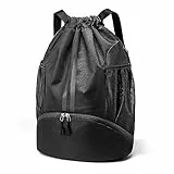 Borsa da Palestra, Zaino Sportivo, Zaino Multifunzionale con Cordoncino Impermeabile, Borsa da Palestra con Cordoncino Regolabile di Grande Capacità per Donne, Uomini, Adolescenti, Nero
