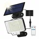Osairous Lampe Solaire Exterieur 160LED, Luce Solare LED Esterno Con Sensore Di Movimento, IP65 Luci Da Esterno Giardino Solari, Faretto LED Da Esterno Solare, 3 Modalità, Con Telecomando (1 pezzi)