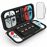 HEYSTOP Custodia Switch OLED/Custodia Switch, Custodia da Trasporto per Nintendo Switch OLED Modello con 8 Cartucce Custodia per Nintendo Switch OLED Console e Accessori, Bianca