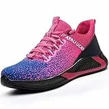 UCAYALI Scarpe Antinfortunistica Donna Leggere Scarpe da Lavoro con Punta in Acciaio Traspiranti Sportive Sicurezza Scarpe Rosa Rossa Gr.39